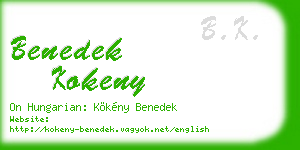 benedek kokeny business card