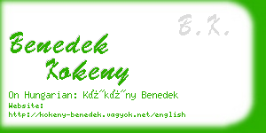 benedek kokeny business card